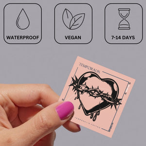Sacred Heart temporary tattoo with crown of thorns - 3 | Temporalis