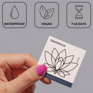 Heiliger Lotus Umriss 2 - Temporalis® - Temporäres Tattoo