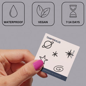 Saturn & stars fine line temporary tattoo - 3 | Temporalis