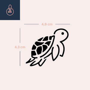 Sea Turtle Temporary Tattoo, Geometric Shell, Fine Line - 4 | Temporalis
