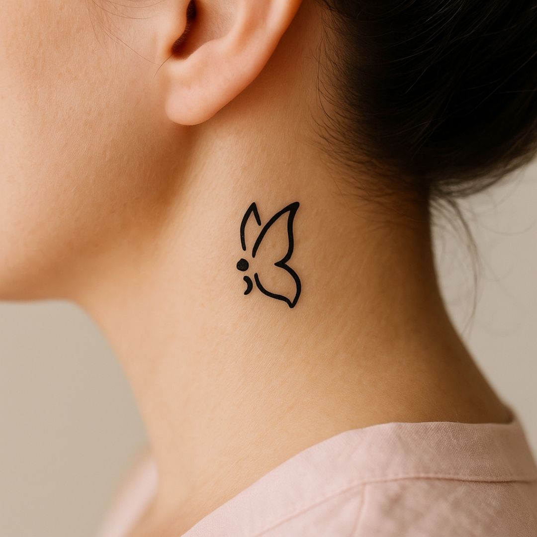 Semicolon butterfly temporary tattoo - 1 | Temporalis