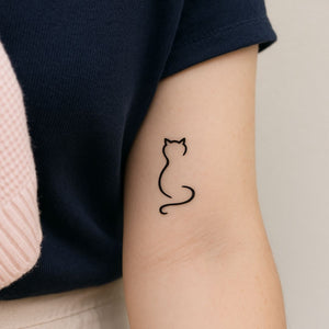 Single - line cat silhouette temporary tattoo - 1 | Temporalis