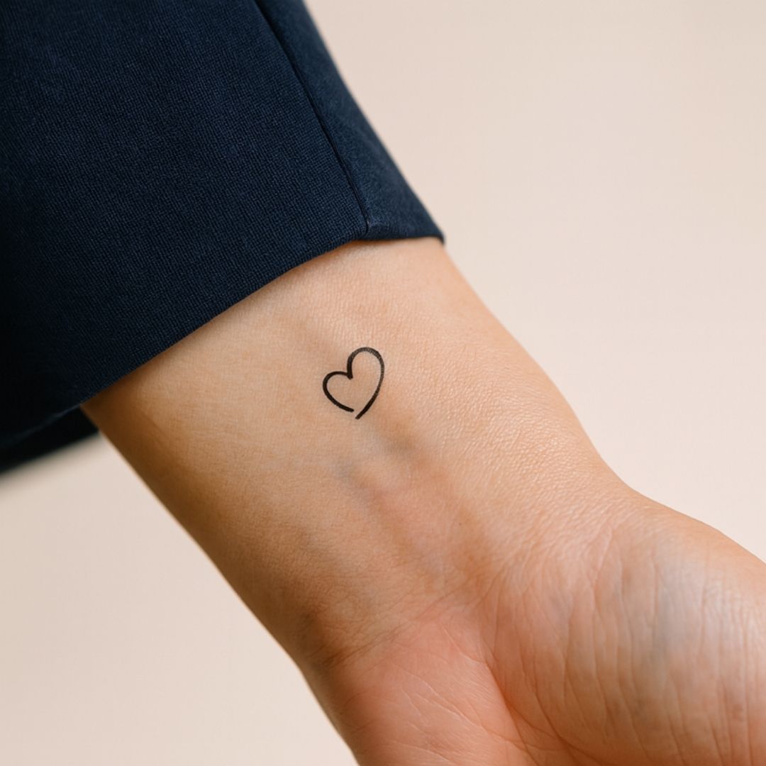 Single - line heart temporary tattoo - 1 | Temporalis