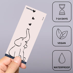 Sitting elephant with hearts temporary tattoo - 3 | Temporalis