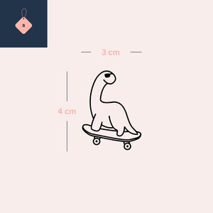 Skateboarding Dinosaur Temporary Tattoo - 4 | Temporalis