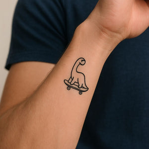 Skateboarding Dinosaur Temporary Tattoo - 1 | Temporalis