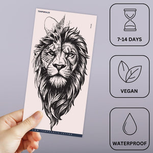Sketch - Style Lion Temporary Tattoo - 3 | Temporalis