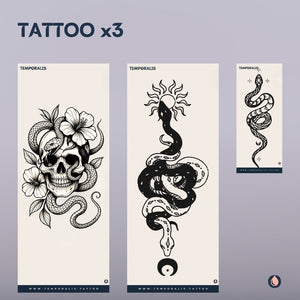Kit de tatuajes Serpiente XL (3 tatuajes) 1 - Temporalis® - Tatuaje temporal
