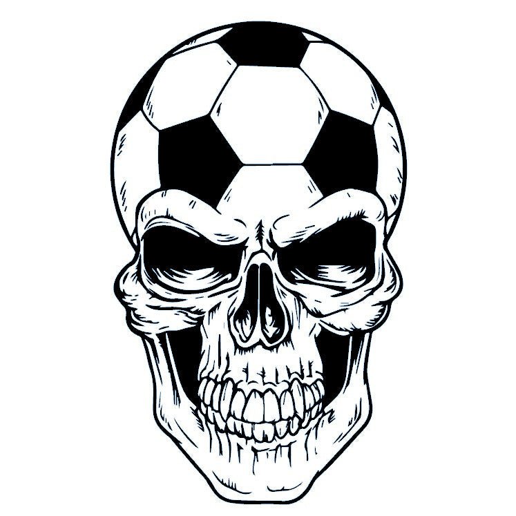 Soccer ball skull temporary tattoo - 2 | Temporalis