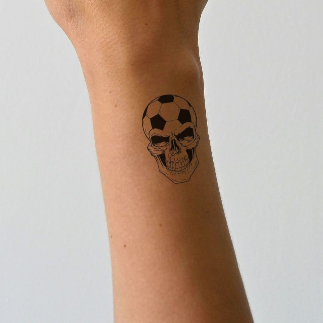 Soccer ball skull temporary tattoo - 1 | Temporalis