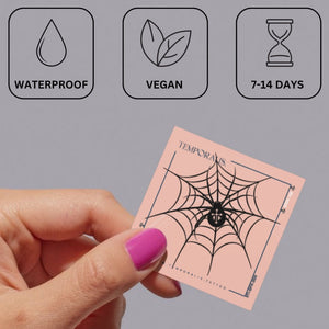 Spider with cross on web temporary tattoo - 3 | Temporalis
