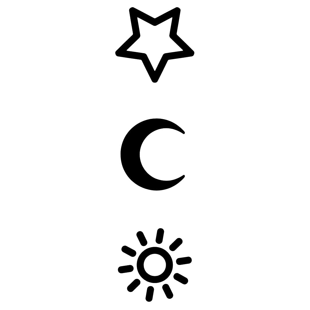 Star, moon and sun temporary tattoo - 2 | Temporalis