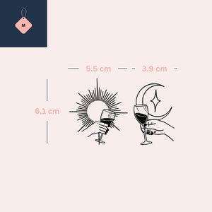 Sun and moon clinking glasses temporary tattoo - 4 | Temporalis