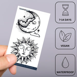 Sun and Moon Face Tattoo - 3 | Temporalis