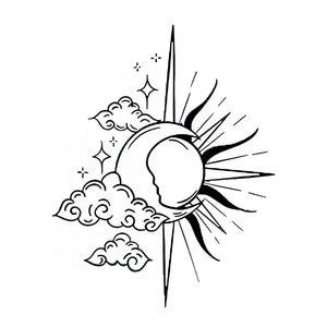 Sun Moon Clouds Tattoo - 2 | Temporalis