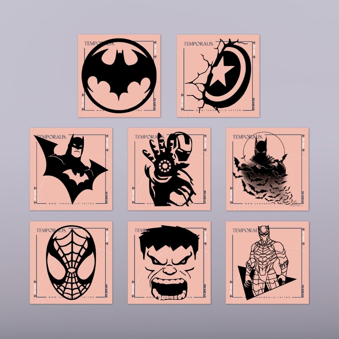 Superheroes - Tattoo Kit (8 tattoos) 1 - Temporalis