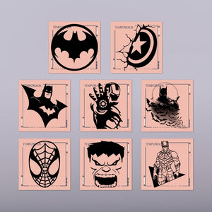 Superbohaterowie - Zestaw do tatuażu (8 tatuaży) 1 - Temporalis® - Tatuaż tymczasowy