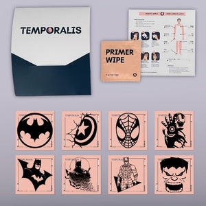 Superbohaterowie - Zestaw do tatuażu (8 tatuaży) 2 - Temporalis® - Tatuaż tymczasowy