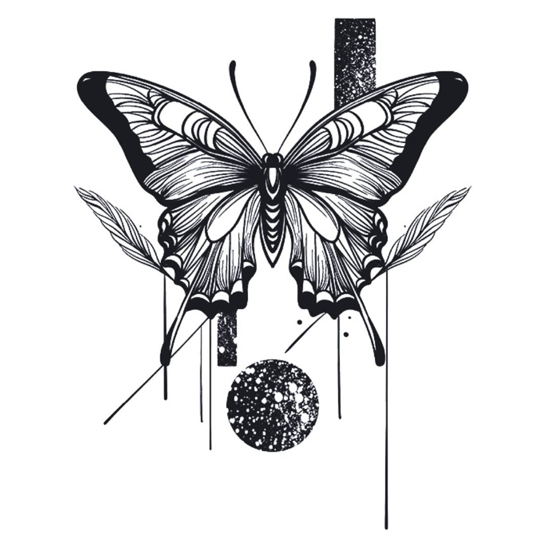Swallowtail Butterfly & Moon Tattoo - 2 | Temporalis