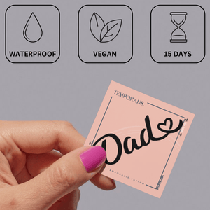 Tekst "Dad♡" med hjerte 4 - Temporalis® - Midlertidig tatovering
