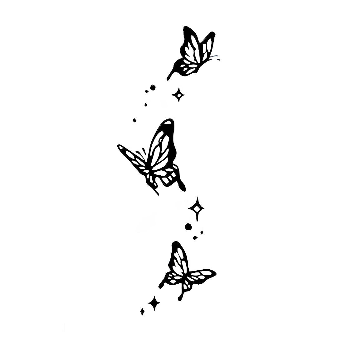 Three Butterflies with Stars Tattoo - 2 | Temporalis