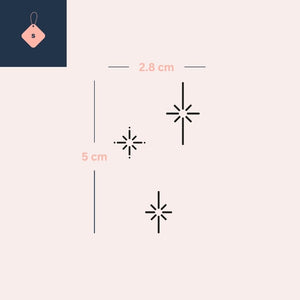 Three geometric stars temporary tattoo - 4 | Temporalis