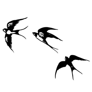 Three swallows in flight temporary tattoo - 2 | Temporalis