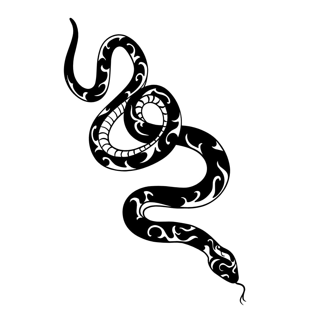 Tribal coiled serpent temporary tattoo - 2 | Temporalis