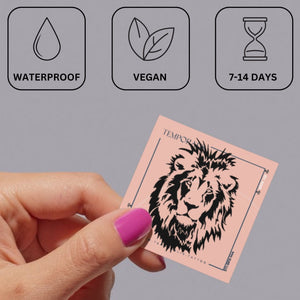 Tribal Lion Head Temporary Tattoo - 3 | Temporalis