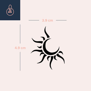 Tribal Sun & Crescent Moon Temporary Tattoo - 4 | Temporalis