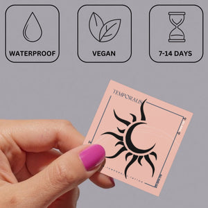 Tribal Sun & Crescent Moon Temporary Tattoo - 3 | Temporalis