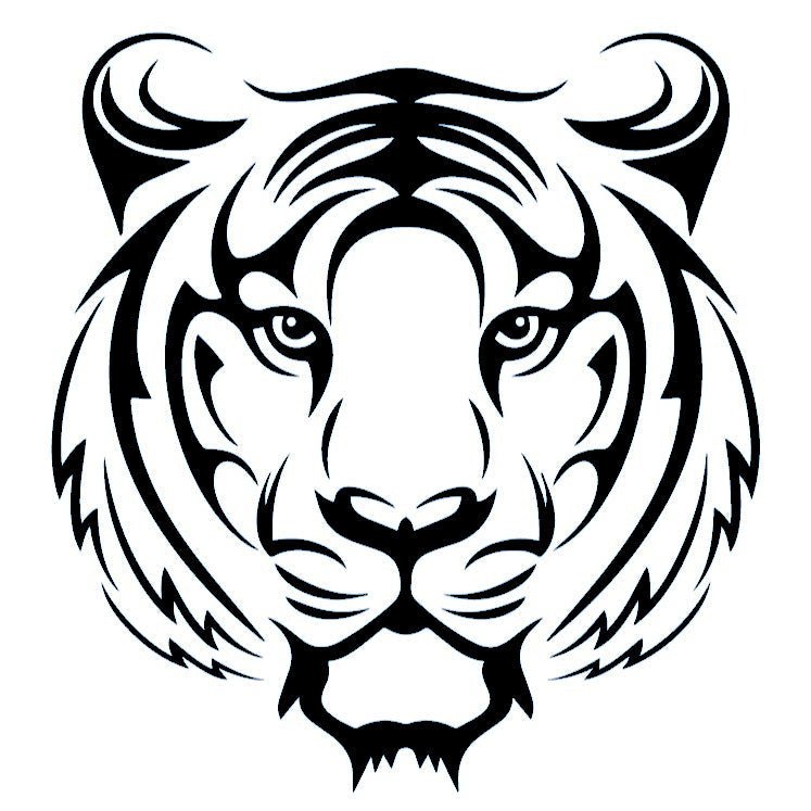 Tribal tiger head temporary tattoo - 2 | Temporalis