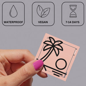 Tropical beach temporary tattoo with palm tree and sun - 3 | Temporalis