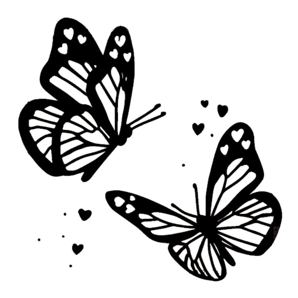 Twin Butterflies & Hearts Temporary Tattoo - 2 | Temporalis