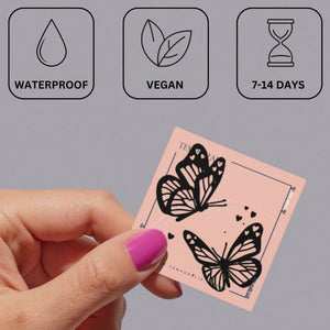 Twin Butterflies & Hearts Temporary Tattoo - 3 | Temporalis
