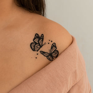Twin Butterflies & Hearts Temporary Tattoo - 1 | Temporalis