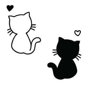 Two cats back - to - back temporary tattoo with hearts - 2 | Temporalis