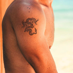 Two - Headed Dragon Temporary Tattoo, Asian Style - 1 | Temporalis