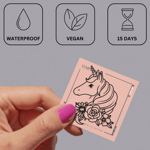 Jednorożec z kwiatami 3 - Temporalis® - Tatuaż tymczasowy