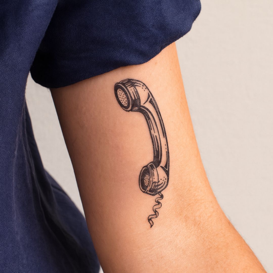 Vintage phone handset temporary tattoo - 1 | Temporalis