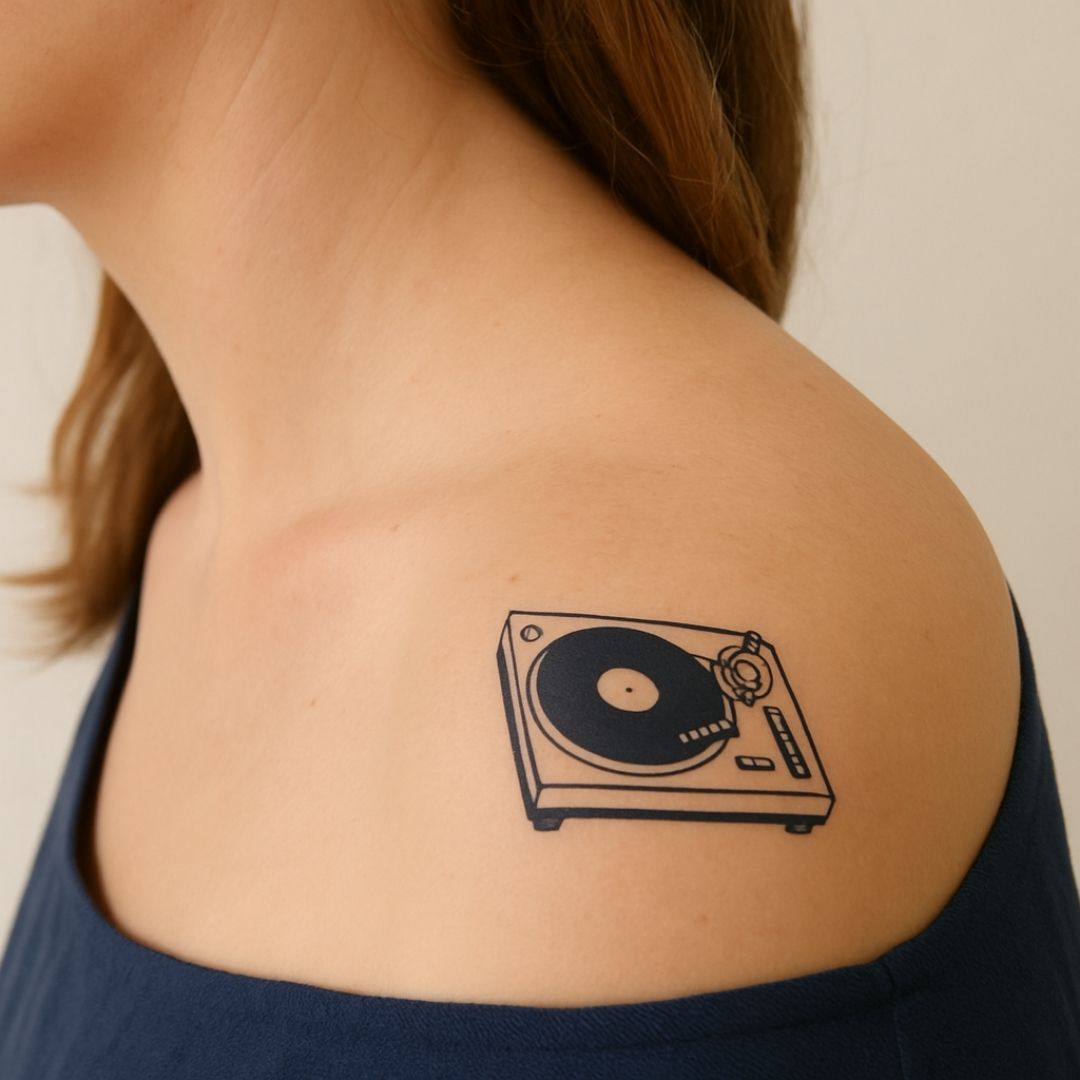 Vinyl turntable temporary tattoo - 1 | Temporalis