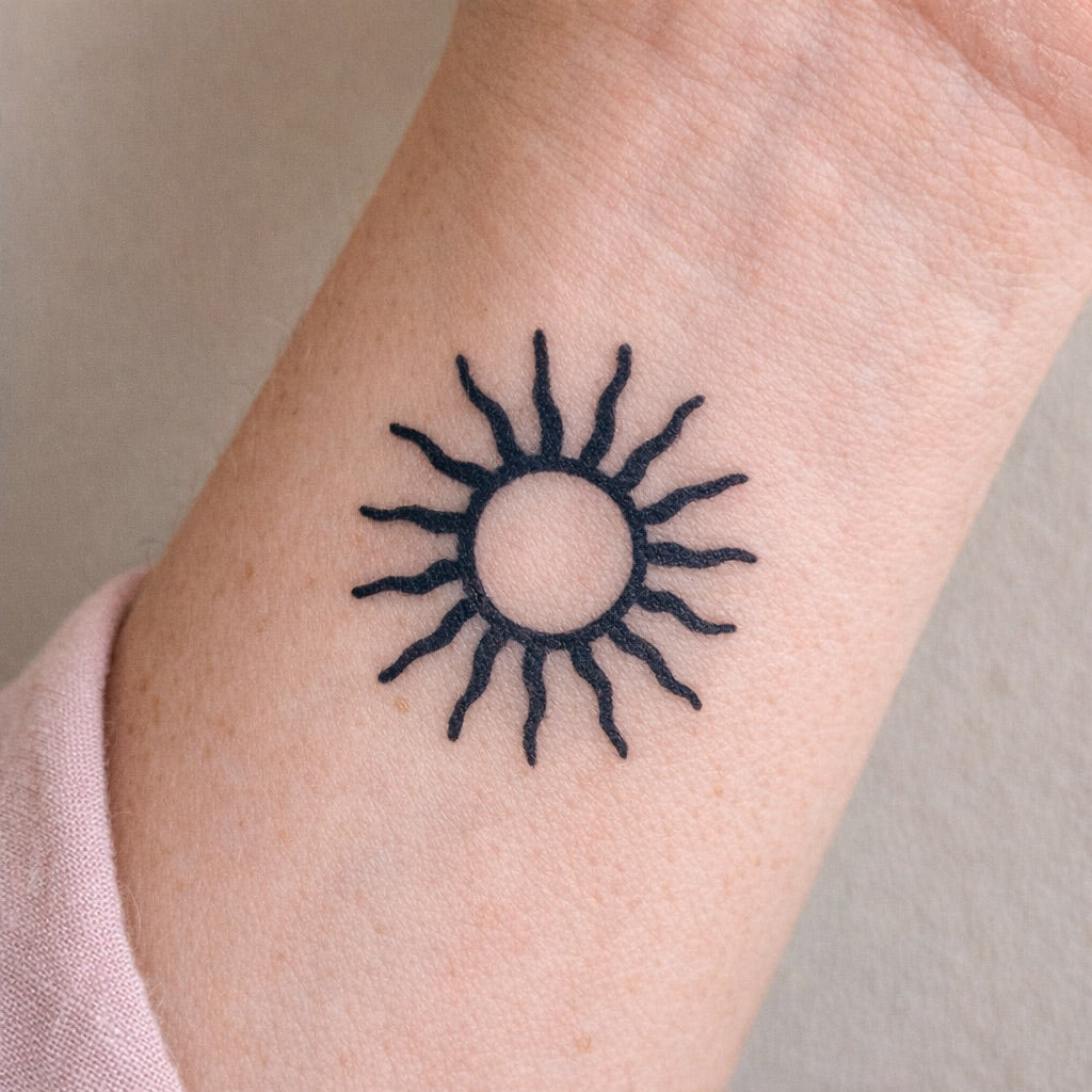 Wavy Sun Tattoo - 1 | Temporalis