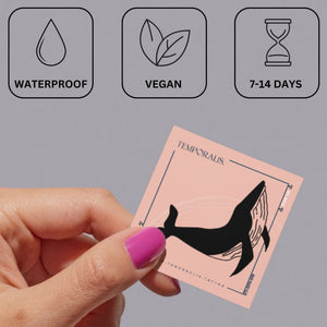Whale Silhouette Temporary Tattoo - 3 | Temporalis