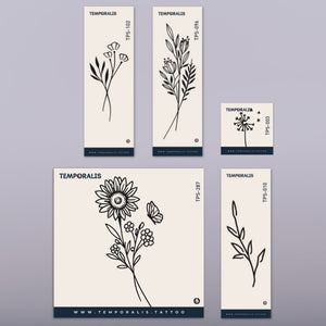 Wild Flower - Kit Tatuaggi (5 tatuaggi) 1 - Temporalis® - Tatuaggio temporaneo