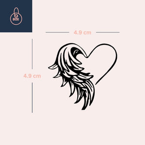 Winged Heart Temporary Tattoo 3 - Temporalis