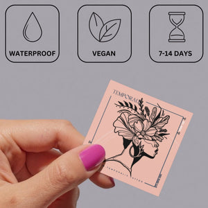 Woman in profile with flower crown temporary tattoo - 3 | Temporalis