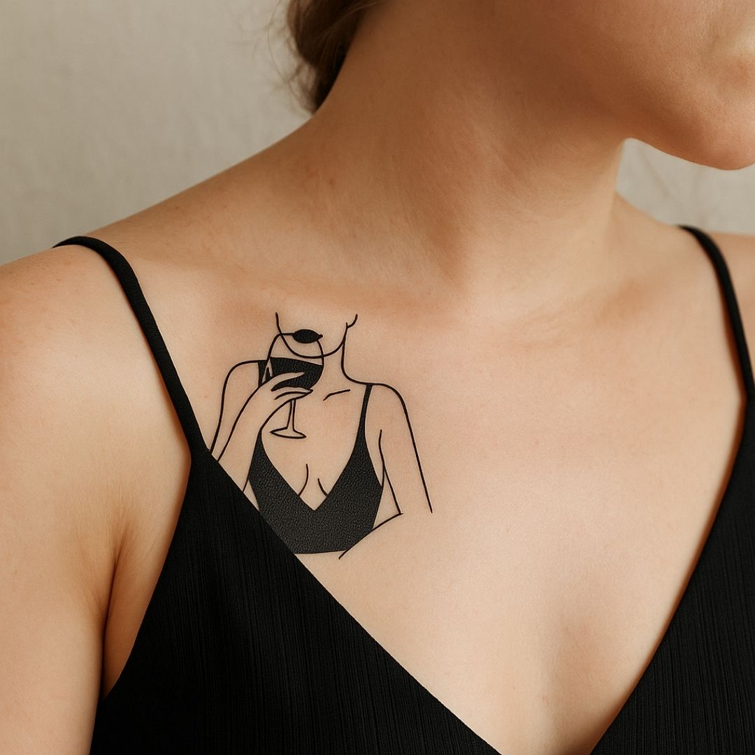 Chic Wine Enthusiast Tattoo