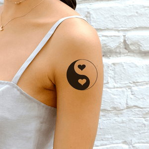 Serca Yin i Yang 1 - Temporalis® - Tatuaż tymczasowy