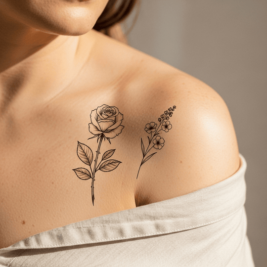 Flower temporary tattoo