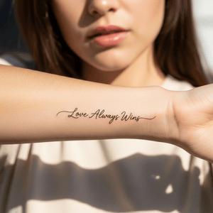 Schriftzug als temporäres Jagua-Tattoo auf der Haut